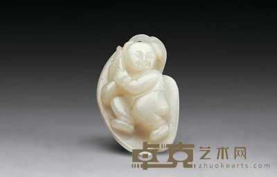 清 白玉荷叶童子 高5.5cm；宽3cm